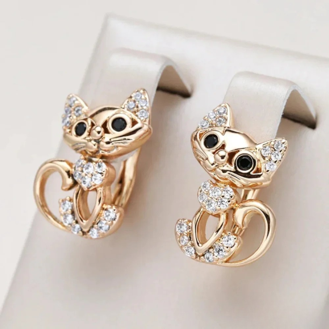 Eleganckie Studs Uszka Kota Z Zirconia